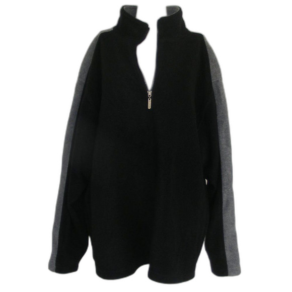 FOOT LOCKER Fleece Jacket, 2XL, Pullover, Black, Gray stripe sleeves - Picture 7 of 10